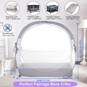 Safety Crib Tent to Keep Baby from Climbing Out,Woderful Breathable Pop-up Mosquito Net Protable Baby Tent for Baby Travel