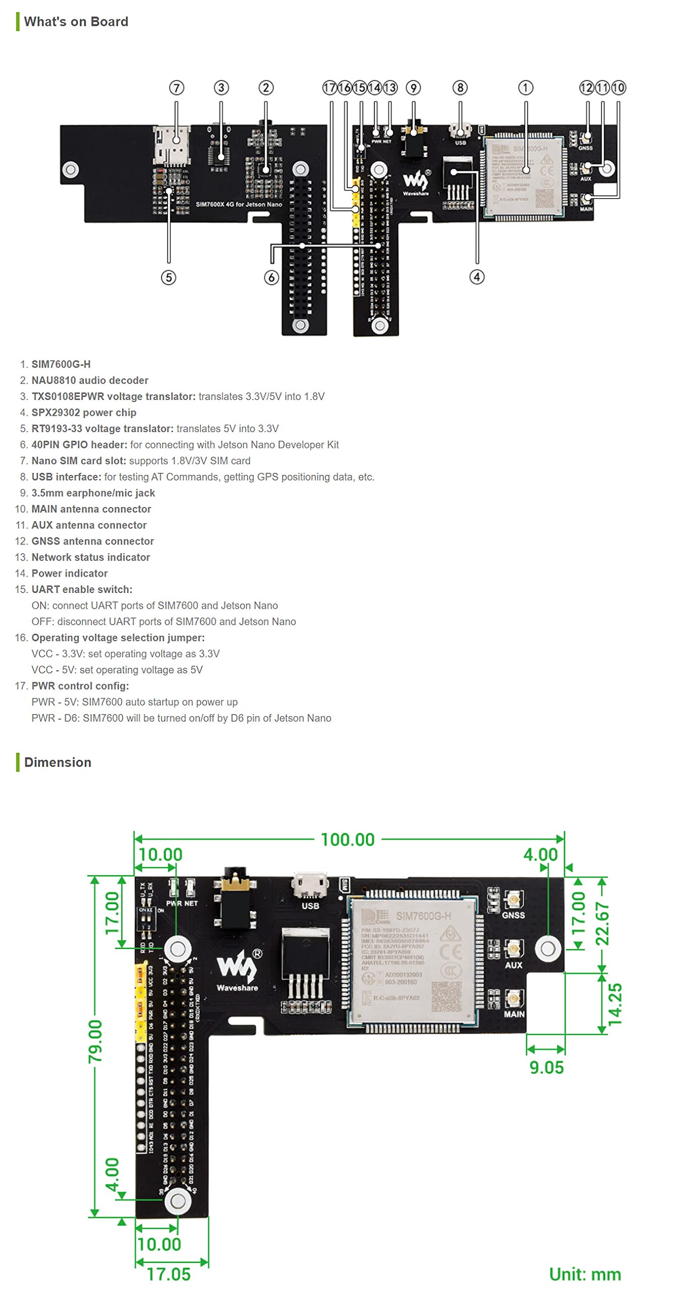 Coolwell Waveshare SIM7600G-H 4G HAT for Jetson Nano 4G/3G/2G/GNSS Expansion Board Global Applicable Supports Global LTE CAT4 up to 150Mbps