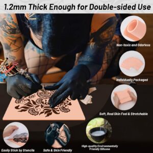 12PCS Tattoo Practice Skins, Modacraft Double Sides Tattoo Fake Skin 1.2mm Thick Soft Tattoo Skin 7.4×5.6in Practice Skin for Tattooing, Silicone Fake Skin for Tattoo Supplies Tattoo Kit for Beginners