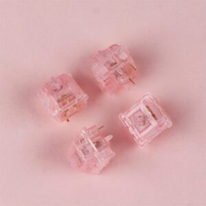 KiiBoom Linear 38gf Pink Rose Mechanical Keyboard Switch, 5 Pin Keyboard Switch with PC Stem, Translucent PC Housing, 35 Pieces for Gaming DIY Keyboard