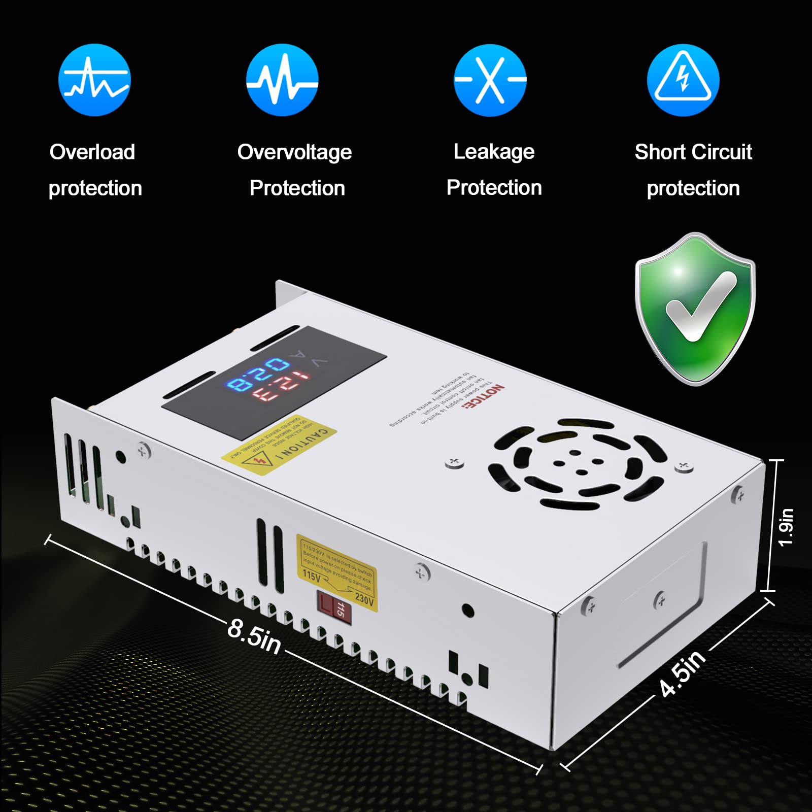 New Version DC Converter Digital Display 110V, 48V Adjustable dc Power Supply 480W 10A,Variable Switch Transformer Regulated 5V 10V 12V 24V 48V Buck Converter for Car,CCTV Computer Lab.