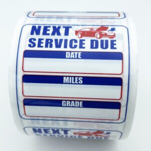 Oil Change Stickers 250 Pcs Per Roll-Service Reminder Stickers-2 inches x 2 inches Premium Clear Stock-Windshield Stickers-Checkered Flag- Peel & Write and Stick with No Residue Car Sticker