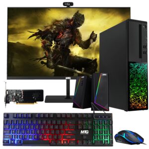 techmagnet gaming desktop pc, intel i5 6th gen, galaxy, 16gb ram, 240gb ssd, mtg new 27 inch 165hz gaming monitor, rgb keyboard mouse, gt 1030, speaker, webcam, win 10 pro (renewed)