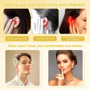 Disposable Earrings Hole Cleaner Floss Ear Piercing Cleaner Piercing Aftercare Piercing Cleaning Line for Girls Women Men Earrings Hole Care Odor Removal (420 Pieces, Yellow)