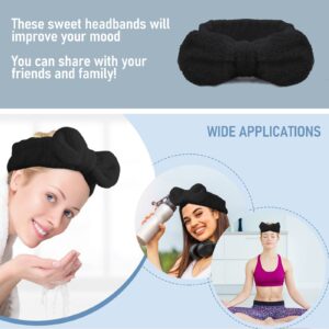 WLLHYF Spa Headband Bow Hair Band Facial Makeup Head Band Microfiber Soft Coral Fleece Head Wraps Elastic Skincare Headbands for Women Girls Washing Face Beauty (Black)