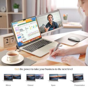 JoyReal Portable Monitor for Laptop Mac USB Dual Laptop Screen Extender 12'' FHD 1080P Second Travel Display for 14.2'' Mackbook Pro