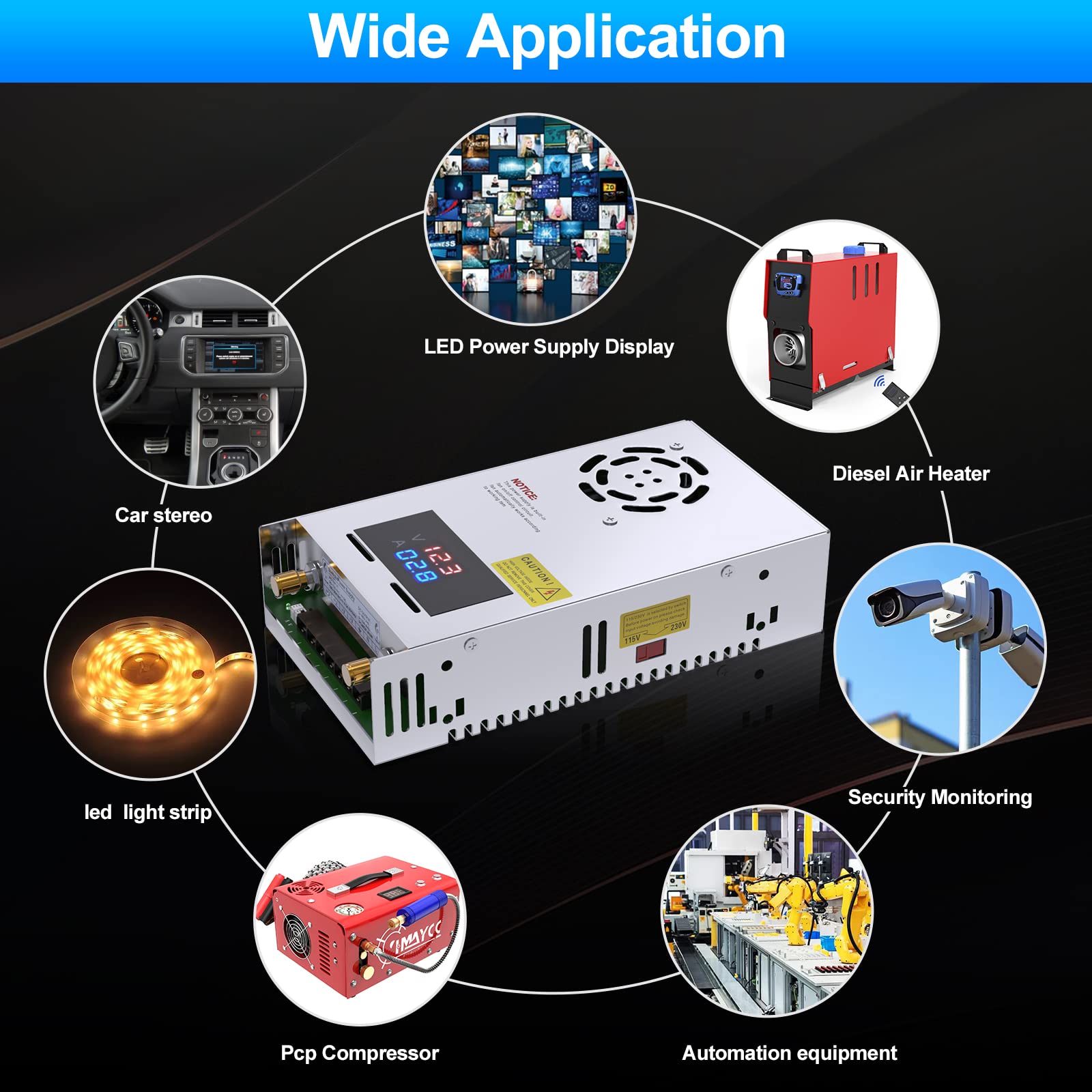 New Version DC Converter Digital Display 110V, 48V Adjustable dc Power Supply 480W 10A,Variable Switch Transformer Regulated 5V 10V 12V 24V 48V Buck Converter for Car,CCTV Computer Lab.