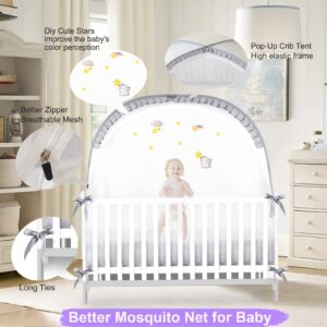 Safety Crib Tent to Keep Baby from Climbing Out,Woderful Breathable Pop-up Mosquito Net Protable Baby Tent for Baby Travel