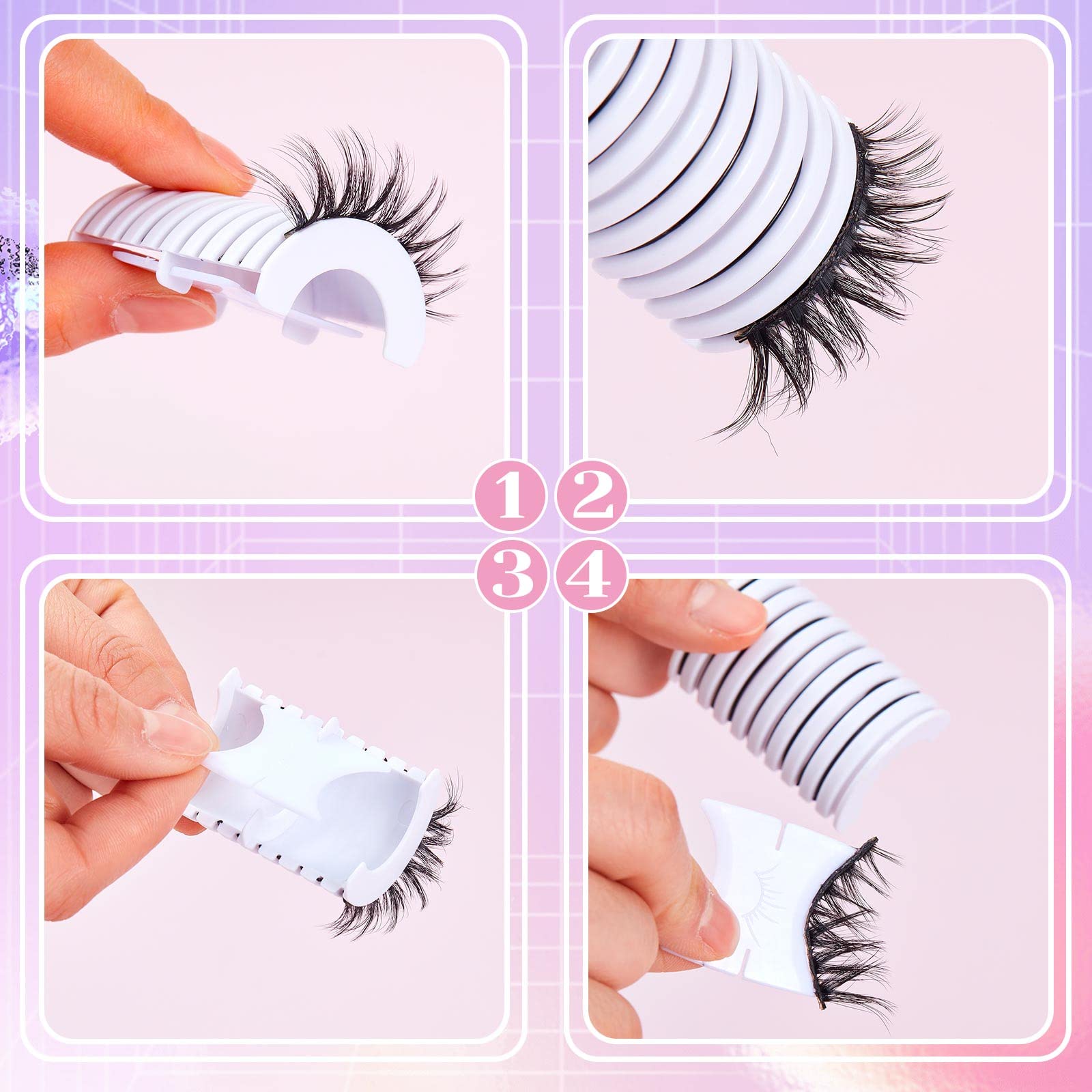 60 Pieces Self Adhesive Lashes Strips for Fake Eyelashes, Reusable False Lashes, No Glue or Eyeliner Needed, Suitable for Most Strip False Eyelashes