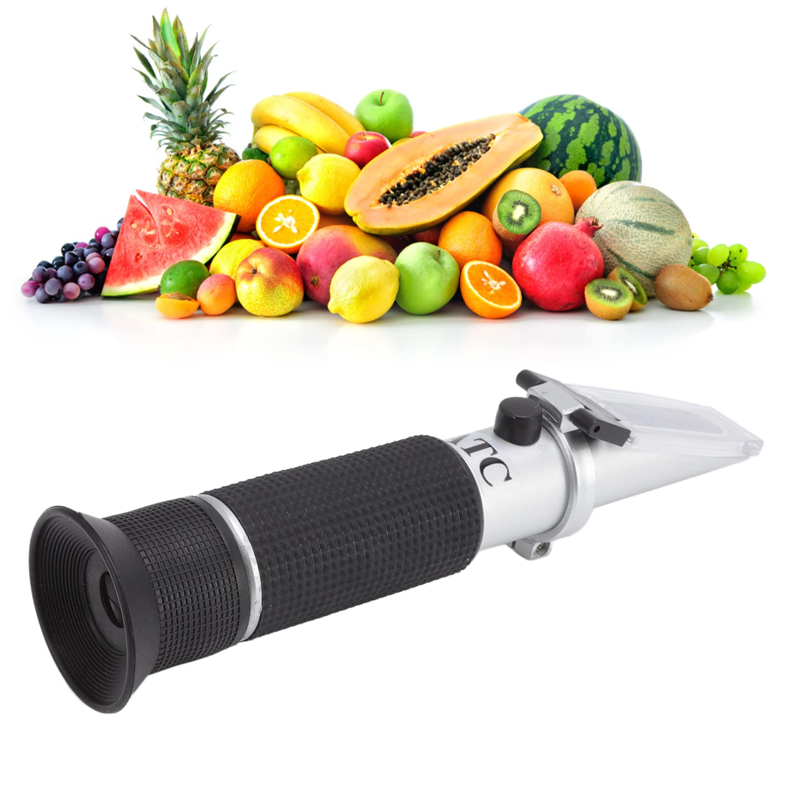 Alcohol Refractometer, Brix Meter Professional Cover Plate Silicone Handle 3 in 1 HD Prism for Homebrew Kit for Fruit