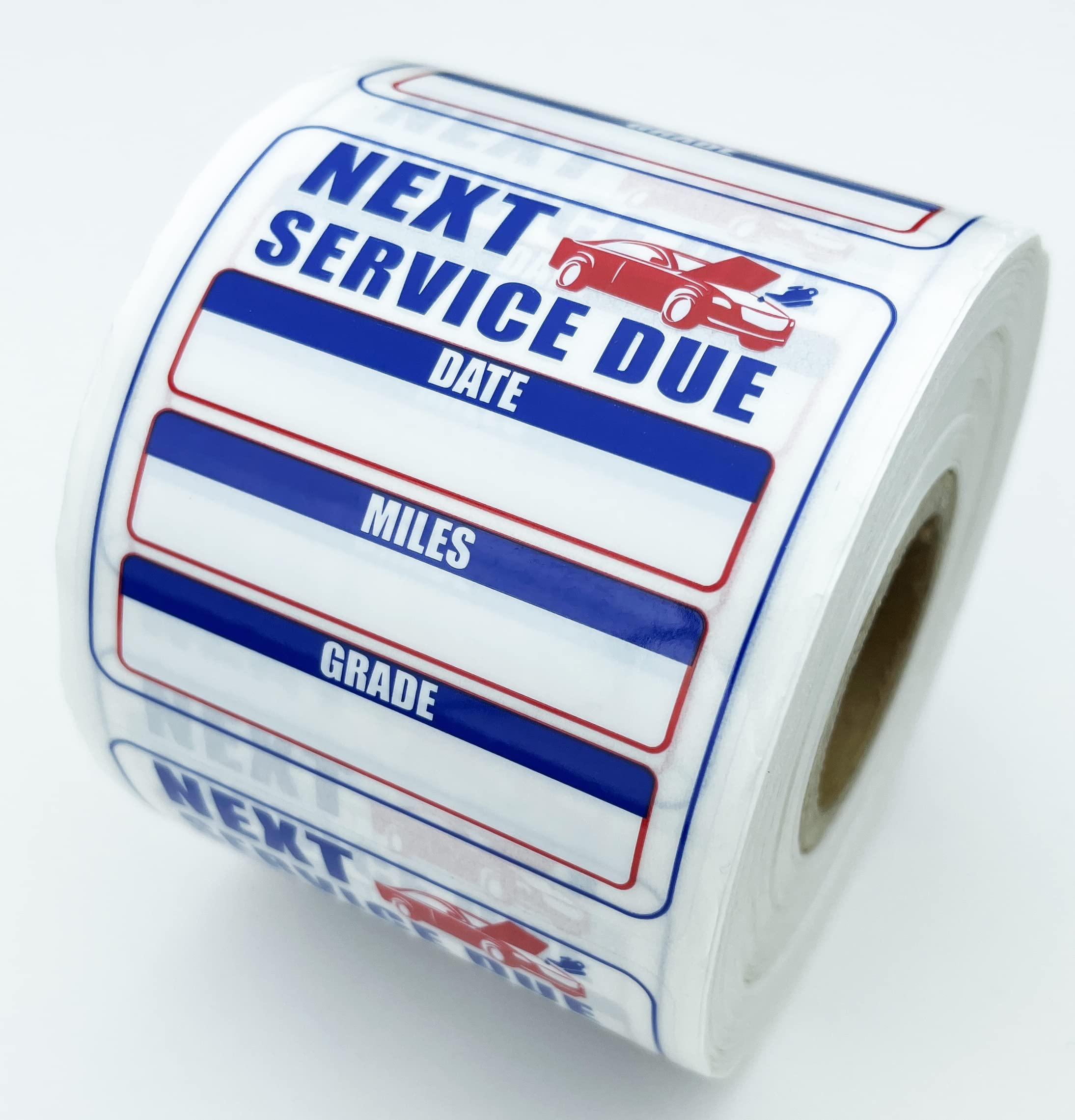 Oil Change Stickers 250 Pcs Per Roll-Service Reminder Stickers-2 inches x 2 inches Premium Clear Stock-Windshield Stickers-Checkered Flag- Peel & Write and Stick with No Residue Car Sticker