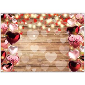 swepuck 7x5ft valentine's day photography backdrop wood red love heart background wedding bridal shower party decorations mother's day photo banner