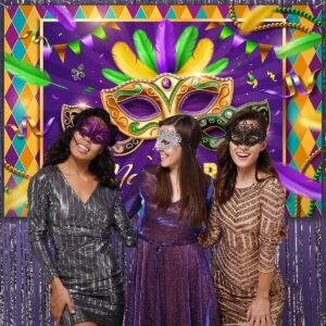 Mardi Gras Party Decorations - Mardi Gras Party Backdrop Banner Masquerade Dancing Banner Backdrop for Mardi Gras,New Orleans Masquerade Party Supplies