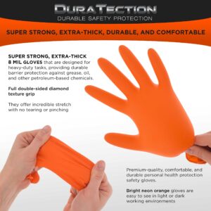 Dura-Gold Duratection 8 Mil Orange Super Duty Diamond Textured Nitrile Disposable Gloves, 3 Boxes of 100, X-Large - Latex Free, Powder Free, Food Safe, Safety Protection Work Gloves, Industrial