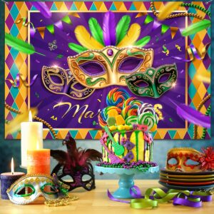 Mardi Gras Party Decorations - Mardi Gras Party Backdrop Banner Masquerade Dancing Banner Backdrop for Mardi Gras,New Orleans Masquerade Party Supplies