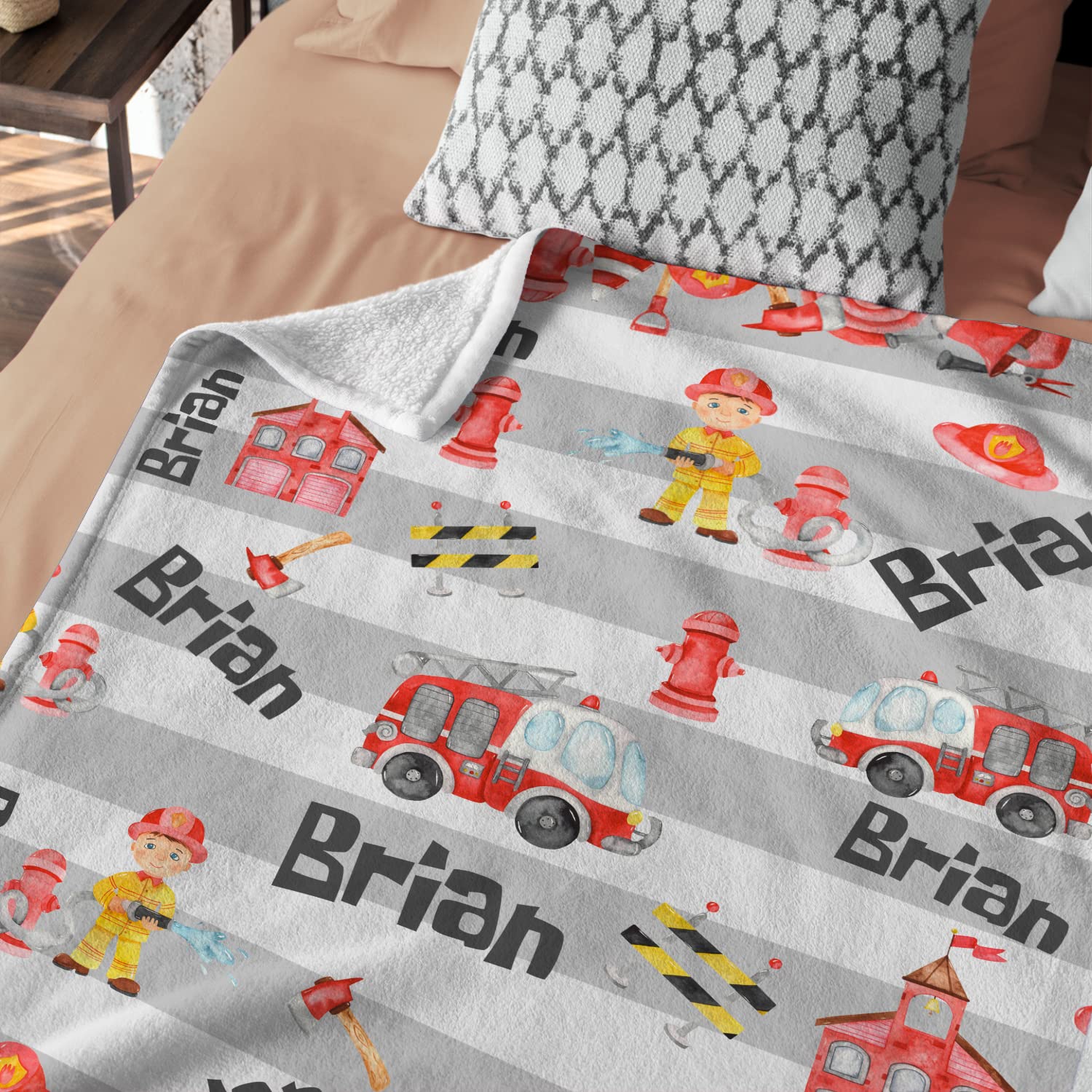 locobird Baby Firefighter Blanket, Firetruck Baby Blankets, Personalized Baby Blankets for Boys, Custom Baby Blankets Name, Firefighter Swaddle Blanket, Plush Blankets for Baby Girl Son Toddlers Kids