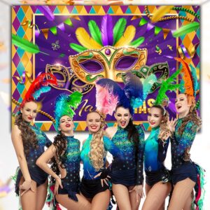 Mardi Gras Party Decorations - Mardi Gras Party Backdrop Banner Masquerade Dancing Banner Backdrop for Mardi Gras,New Orleans Masquerade Party Supplies