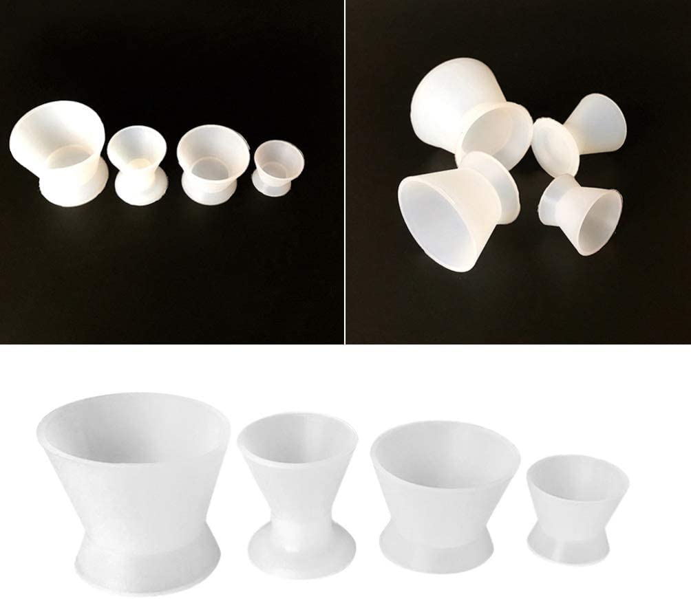 DenFactory 4pcs/Set Self-solidifying Cups Dental Lab Silicone Mixing Cup Rubber Mixing Bowl