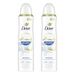 dove ultimate dry spray antiperspirant coconut and sandalwood 2 count for 72-hour sweat and odor protection with triple moisturizer technology 3.8oz