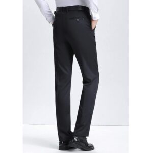 Men's Slim Fit Stretch Pant Classic Solid Color Casual Suit Pant Lightweight Business Comfort Trousers (Black,30)