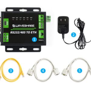 Coolwell Waveshare RS485 to Ethernet Converter Industrial RS232/RS485 to RJ45 Converer Dual Serial Ports Bi-directional Rransparent Data Transmission