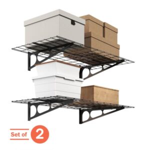 RAD Sportz Heavy Duty Shelves for Wall 2-Pack - Storage for Garage Organization - Garage Shelving with 154lb Capacity and Bike Hooks for 4 Cycles