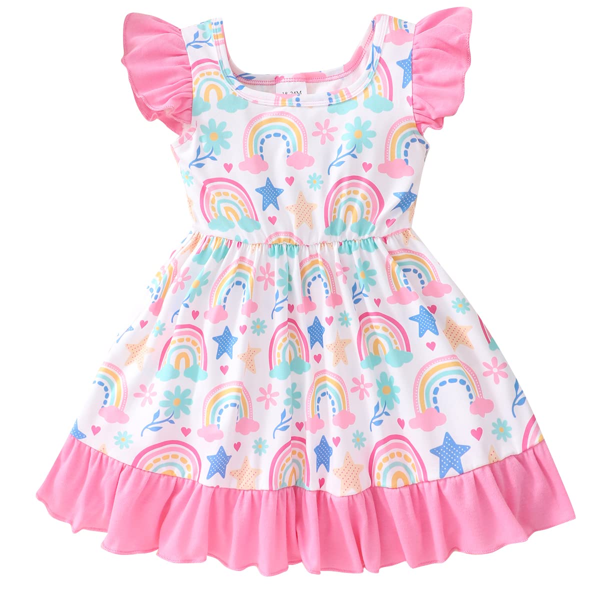 Toddler Girl Dresses Rainbow Dress for Girls Casual Summer First Day of School Dress for Girls 5t