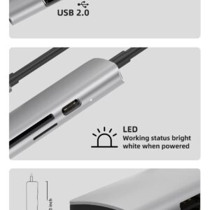 USB C Hub, Slim Aluminum Body, USB C Adapter, 7 in 1 with 4K HDMI Output, 1 USB 3.0, 2 USB-A, SD/TF Card Reader, 100W PD, USB C Dongle for MacBook Pro/ Air, iPad Pro, Dell XPS More Type C Devices