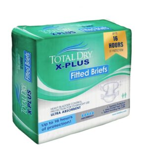 totaldry ultimate x-plus - fitted incontinence briefs adult diapers – plastic backed ultra absorbent overnight bladder control for women & men - fsa hsa approved - xlarge