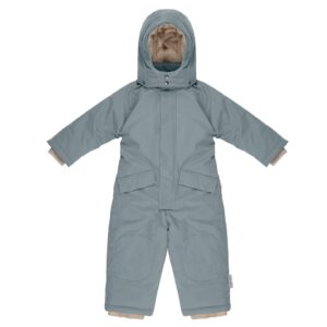 7am winter jumpsuit with gloves - zipper down hooded baby jumpsuit, unisex cotton lined infant snowsuit, water repellent winter baby fleece jumpsuit with gloves, baby hooded winter romper | (5-7y)