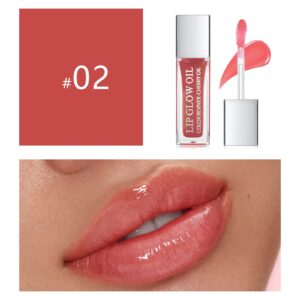 Marine Forest Hydrating Lip Glow Oil, Plumping Lip Gloss Transparent Lip Oil Tinted for Lip Care and Dry Lips, Non Sticky, Shiny and Moisturizing (02)