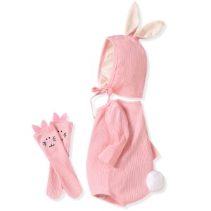 aalizzwell 6-12 months infant baby girls first easter clothes rabbit bunny ear outfit pink