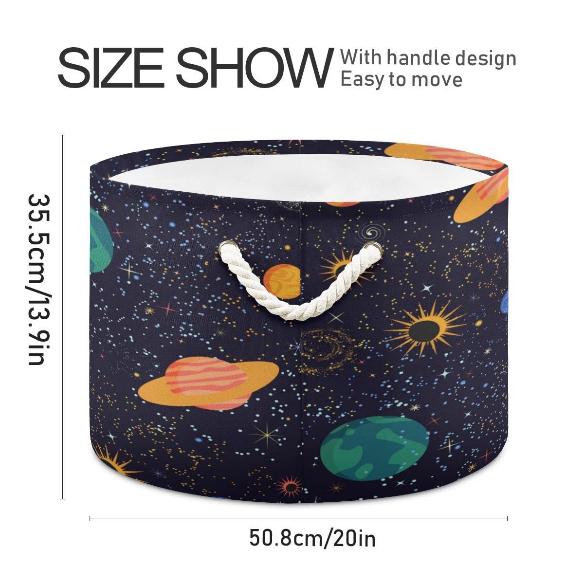 ALAZA Galaxy Space Earth Starry Sky Storage Box Toy Basket Laundry Storage Organizer Bins with Handles Large Baskets for Living Room Nursery Decor