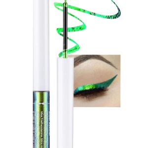 Chameleon Glitter Eyeliner Liquid - 1Pcs Green Metallic High-Pigmented Colored Makeup Glitter Pen for Eye Liner Eyeshadow, Smudge-proof, Ultra-Fine Tip Multichrome Eyeliner, Gift for Women Girl- 02#