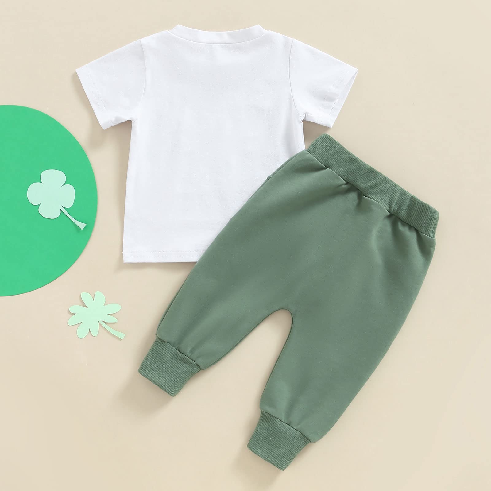 YOKJZJD Infant Toddler Baby Boy St Patricks Day Outfit Green Sweatshirt Short Sleeve T-Shirt Top Pants Set Spring Clothes (Green, 12-18 Months)