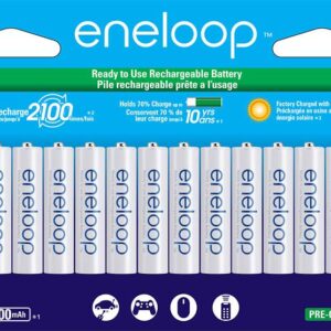 Eneloop Panasonic Rechargeable Battery Bundle with Advanced Individual 3 Hour Quick Charger (4 AAA Batteries) + 12 AAA Batteries Pack