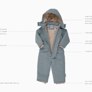 7AM Winter Jumpsuit with Gloves - Zipper Down Hooded Baby Jumpsuit, Unisex Cotton Lined Infant Snowsuit, Water Repellent Winter Baby Fleece Jumpsuit with Gloves, Baby Hooded Winter Romper | (5-7Y)