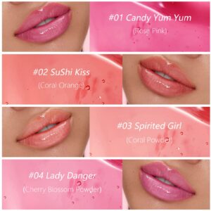 Marine Forest Hydrating Lip Glow Oil, Plumping Lip Gloss Transparent Lip Oil Tinted for Lip Care and Dry Lips, Non Sticky, Shiny and Moisturizing (02)