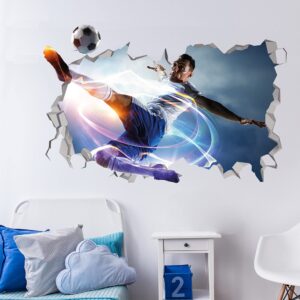 3D Soccer Wall Decor - Soccer Player Stickers - Sport Wall Art - Football Boys Room Decorations for Bedroom - Man Cave Wall Decor- Football Accessories Boys - Ball Decals - Soccer Player Decal - Soccer Wall Decal (24"W x 16"H (60cm x 40cm))