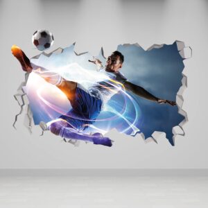 3D Soccer Wall Decor - Soccer Player Stickers - Sport Wall Art - Football Boys Room Decorations for Bedroom - Man Cave Wall Decor- Football Accessories Boys - Ball Decals - Soccer Player Decal - Soccer Wall Decal (24"W x 16"H (60cm x 40cm))