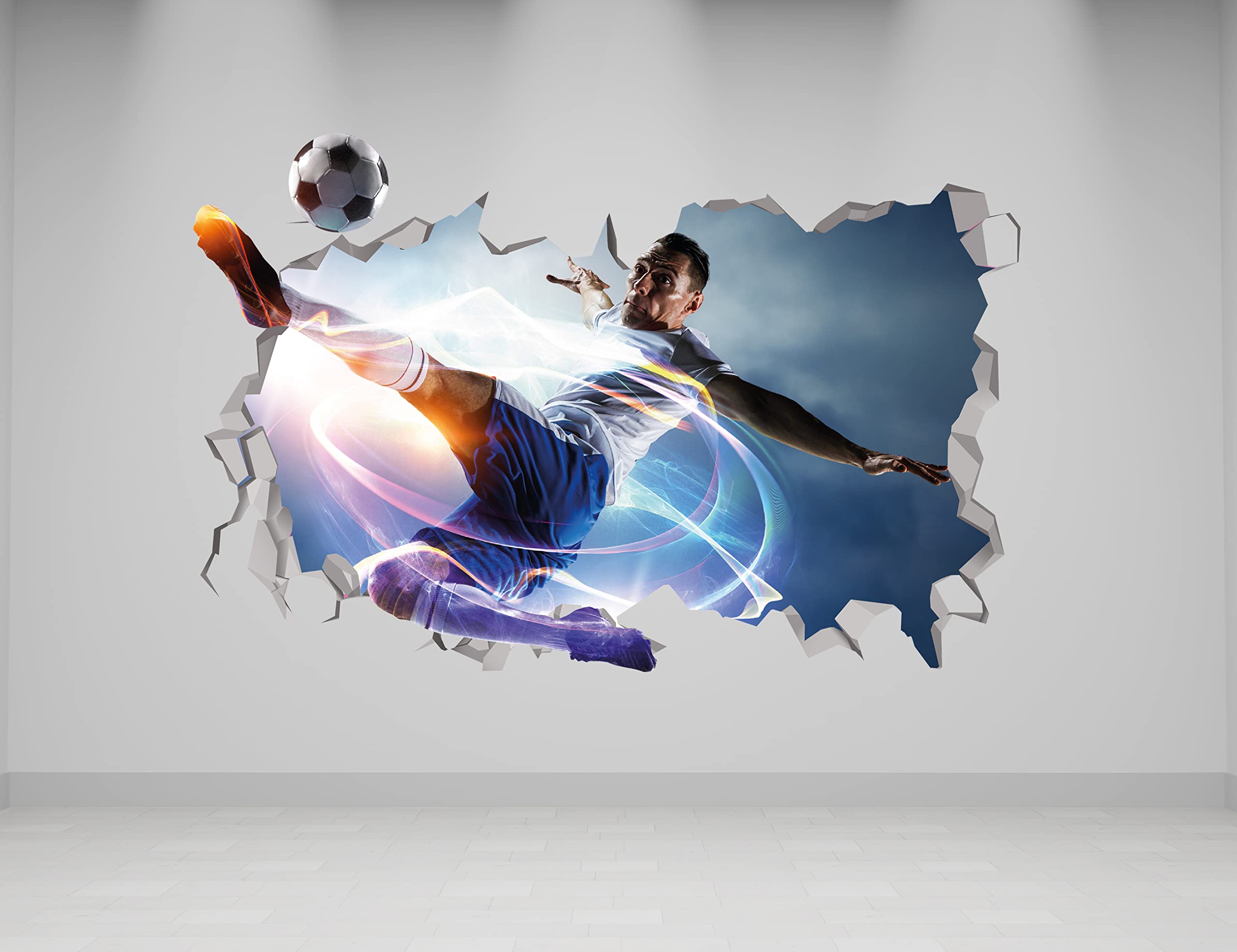 3D Soccer Wall Decor - Soccer Player Stickers - Sport Wall Art - Football Boys Room Decorations for Bedroom - Man Cave Wall Decor- Football Accessories Boys - Ball Decals - Soccer Player Decal - Soccer Wall Decal (24"W x 16"H (60cm x 40cm))