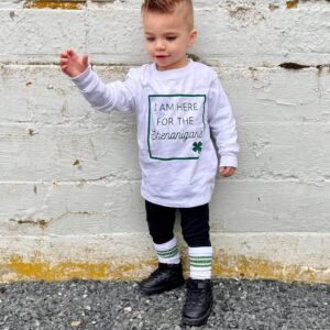 Toddler Baby Boy Fall Outfit Crewneck Long Sleeve Sweatshirt Tops Elastic Pants Jogger Cute Newborn Winter Clolthes Set (Clover White, 6-12 Months)