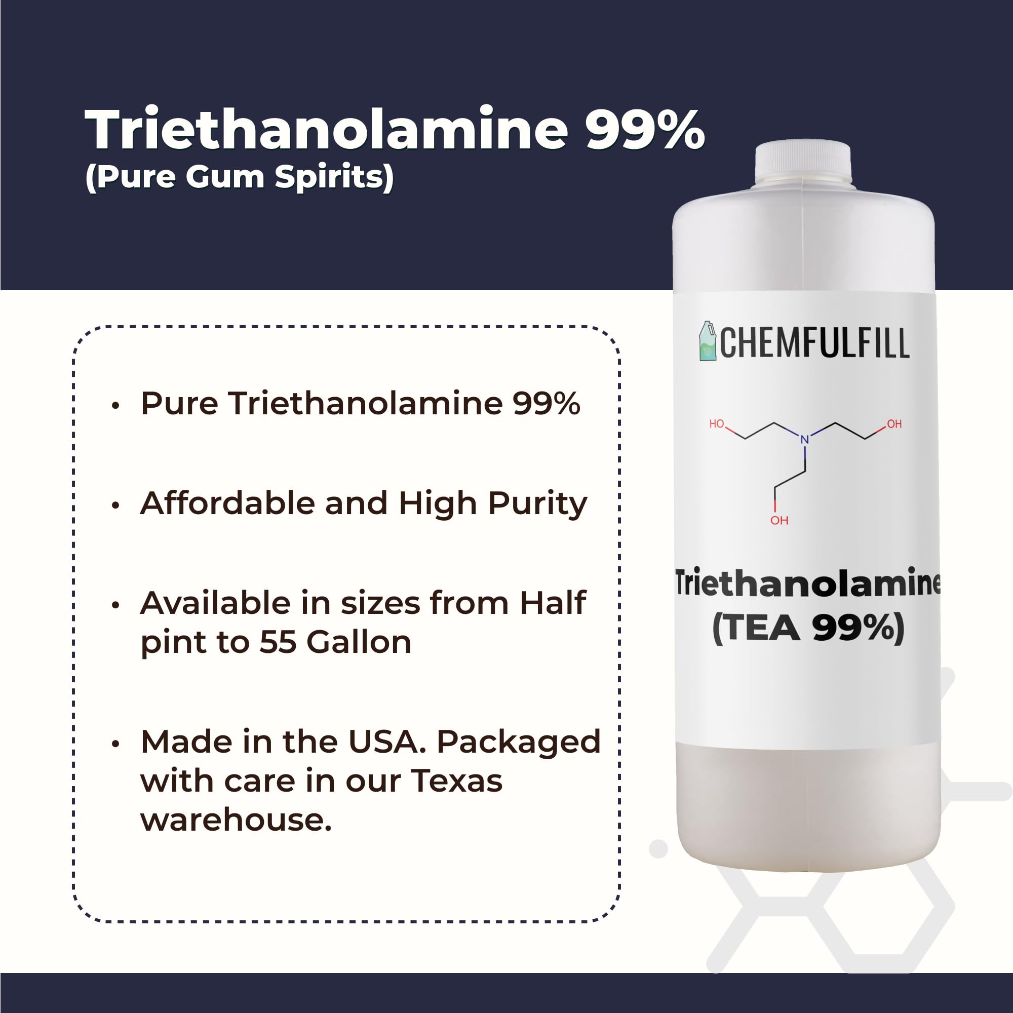 Chemfulfill Triethanolamine – Tea 99% (Highly Concentrated) (5-Gallon (640 fl oz))