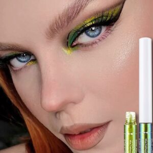 Chameleon Glitter Eyeliner Liquid - 1Pcs Green Metallic High-Pigmented Colored Makeup Glitter Pen for Eye Liner Eyeshadow, Smudge-proof, Ultra-Fine Tip Multichrome Eyeliner, Gift for Women Girl- 02#