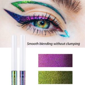 Chameleon Glitter Eyeliner Liquid - 1Pcs Green Metallic High-Pigmented Colored Makeup Glitter Pen for Eye Liner Eyeshadow, Smudge-proof, Ultra-Fine Tip Multichrome Eyeliner, Gift for Women Girl- 02#