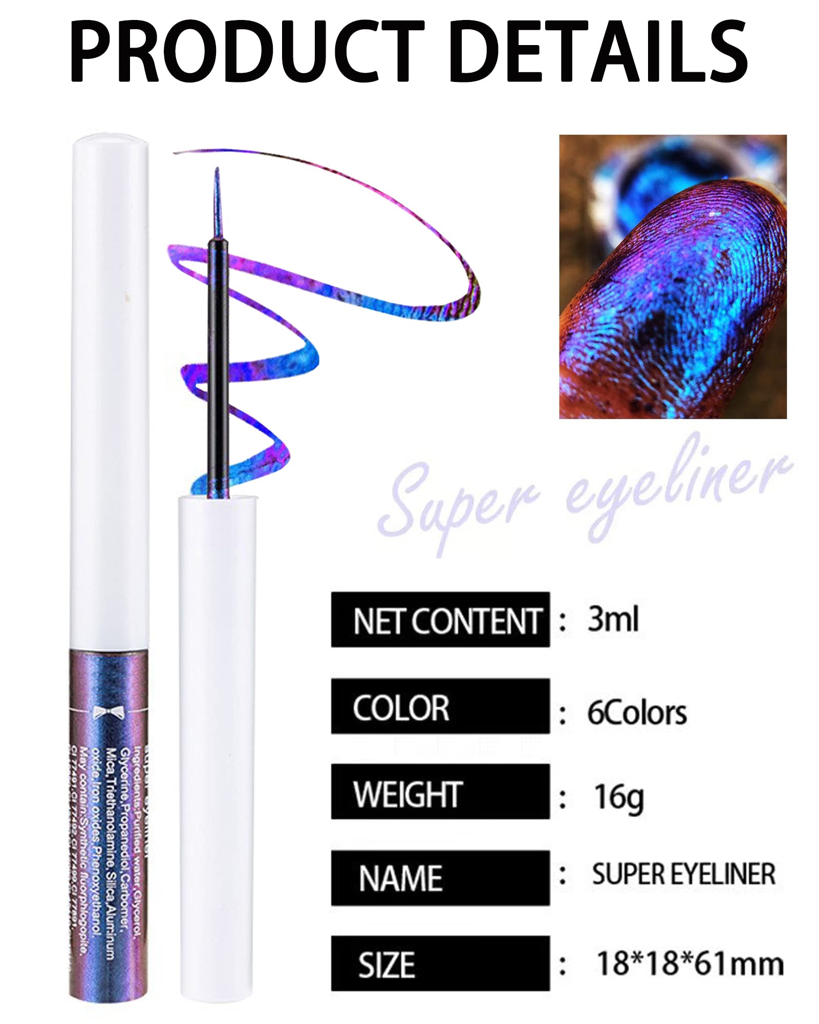 Chameleon Glitter Eyeliner Liquid - 1Pcs Green Metallic High-Pigmented Colored Makeup Glitter Pen for Eye Liner Eyeshadow, Smudge-proof, Ultra-Fine Tip Multichrome Eyeliner, Gift for Women Girl- 02#