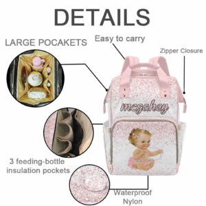 M YESCUSTOM Custom Diaper Bag with Name, Personalized Mommy Nursing Daypack with Large Capacity for Travel Birthday Gift for Women