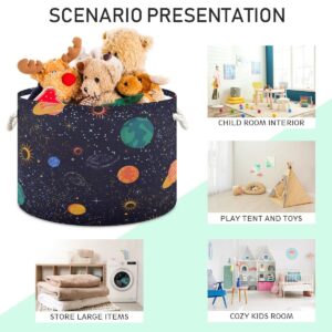 ALAZA Galaxy Space Earth Starry Sky Storage Box Toy Basket Laundry Storage Organizer Bins with Handles Large Baskets for Living Room Nursery Decor