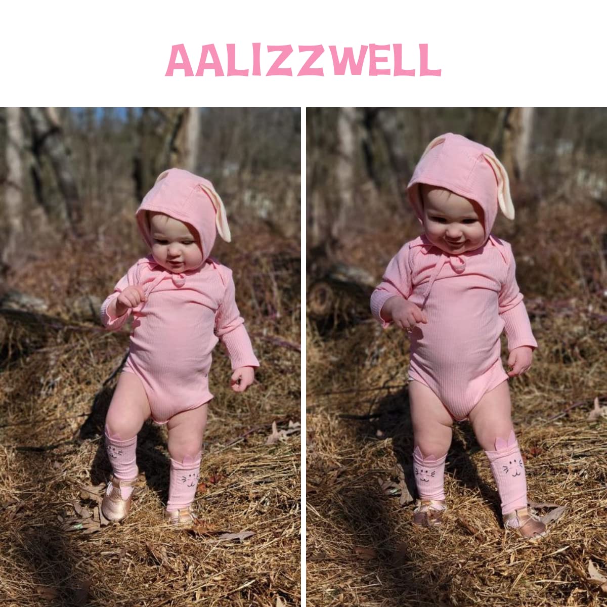 Aalizzwell 6-12 Months Infant Baby Girls First Easter Clothes Rabbit Bunny Ear Outfit Pink