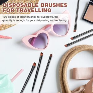 100 Pieces Disposable Angled Eyebrow Brushes Eye Liner Brush Disposable Angle Brushes Tinting Brushes for Women Girls Salon Beauty Cosmetic Make up Tool Disposable Esthetician Supplies